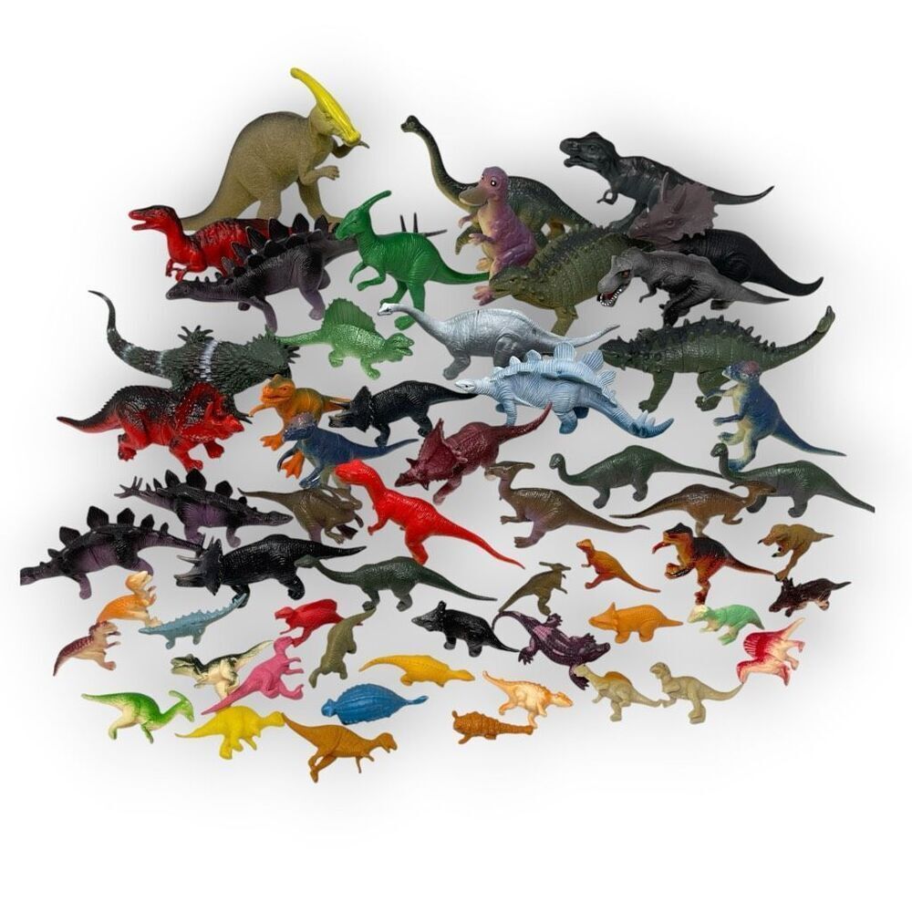 Dinosaur Figures Lot Mixed Lot of 50 Plus Toys Medium Small Tiny No Brand